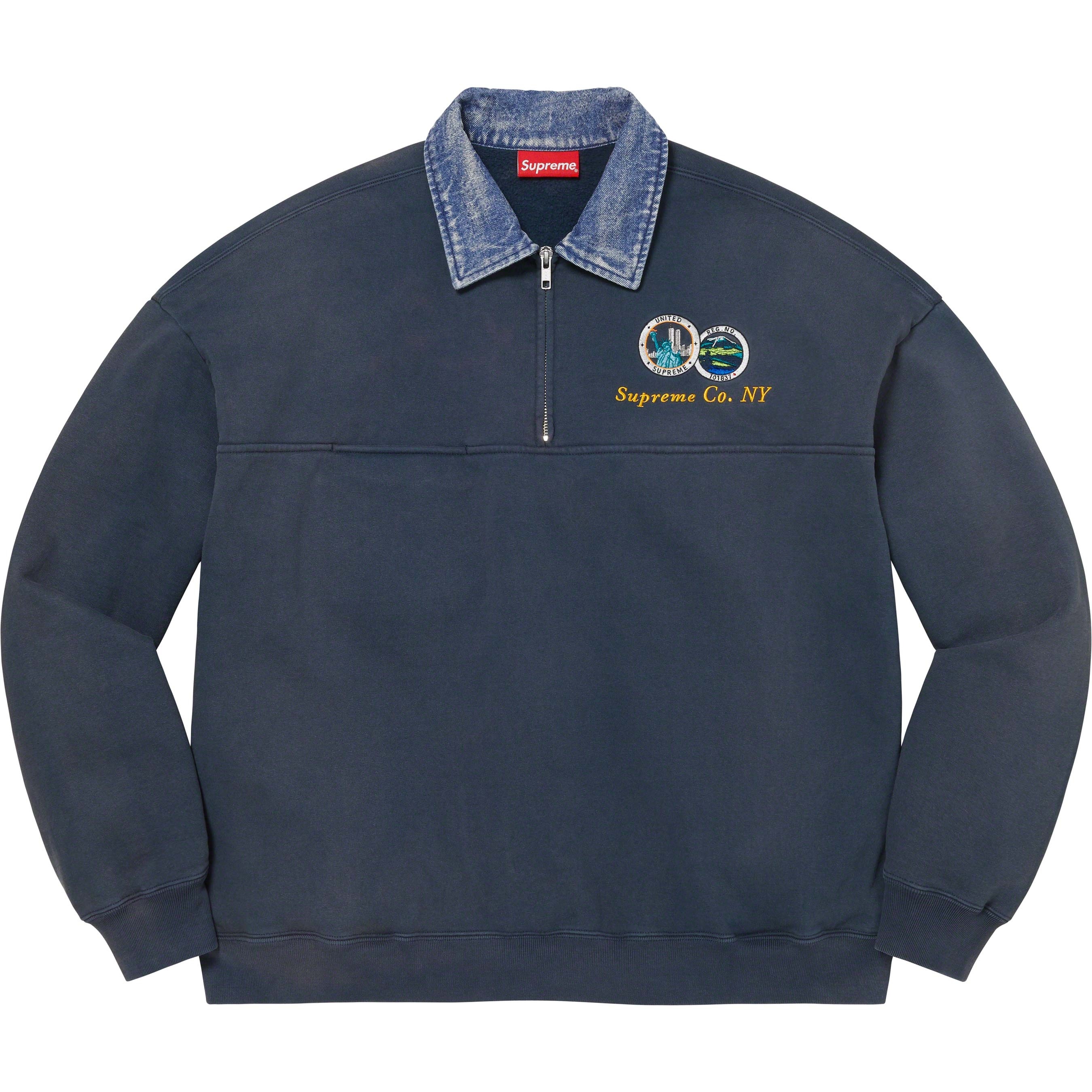 Denim Collar Half Zip Sweatshirt view 10